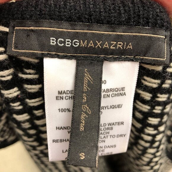 BCBG Black/white Knit Tunic Vest w/Fringe  S - Picture 2 of 7